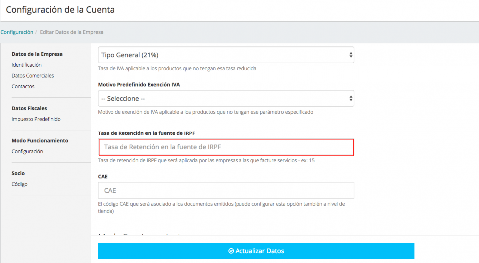 Tasa de Retención en la Fuente