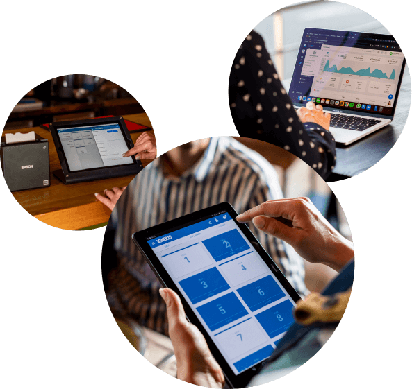 Pessoas a utilizarem o Vendus em diferentes dispositivos.